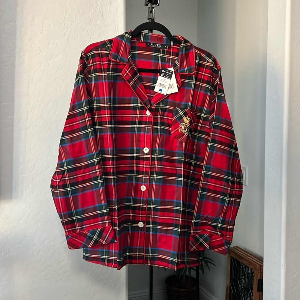 Ralph Lauren XL 2pc red plaid flannel pajama set